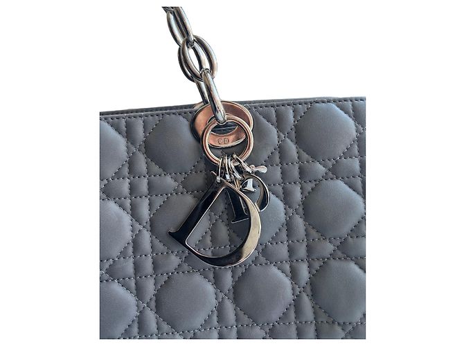 Borsa a mano Christian Dior Lady Dior in pelle grigia Grigio - vista 5