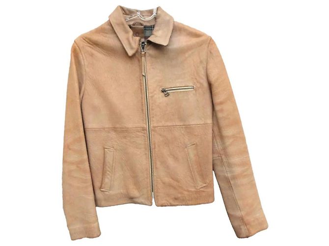 Dolce & Gabbana Lederbikerjacke hellbraun - Ansicht 3