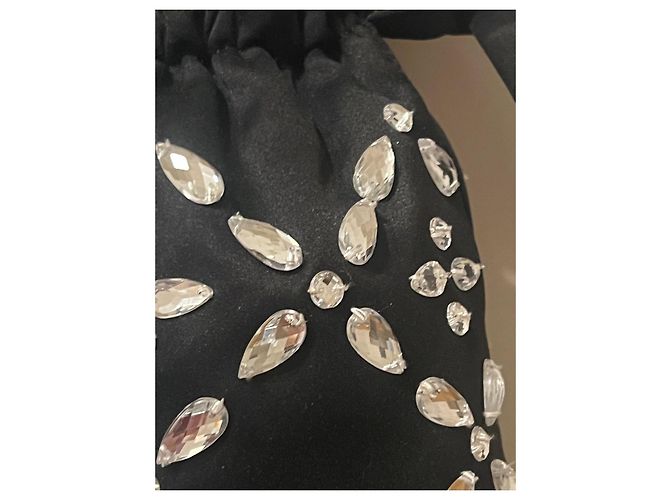Borsa Ganni in satin nero con cristalli - vista 7
