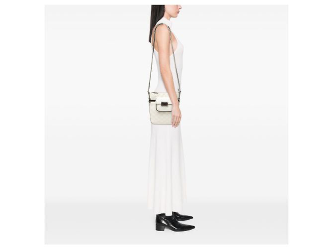 LOEWE Bolsa Crossbody de Lona Revestida Anagrama Branca Branco - vista 7