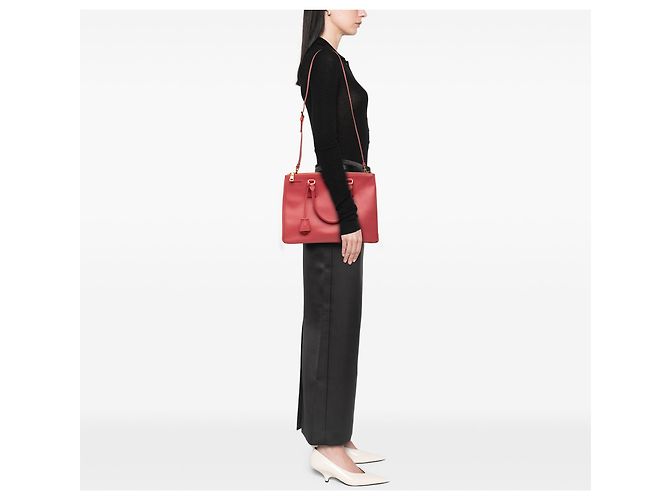 Borsa Prada Galleria Double Zip in Saffiano Lux rosa medio - vista 6