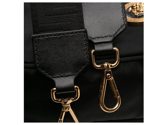 Borsa a tracolla in nylon nero Versace Tribute La Medusa Chain - vista 10
