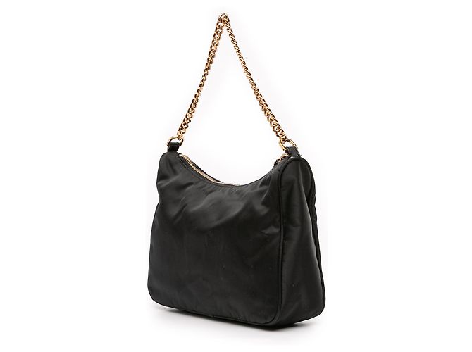 Borsa a tracolla in nylon nero Versace Tribute La Medusa Chain - vista 2