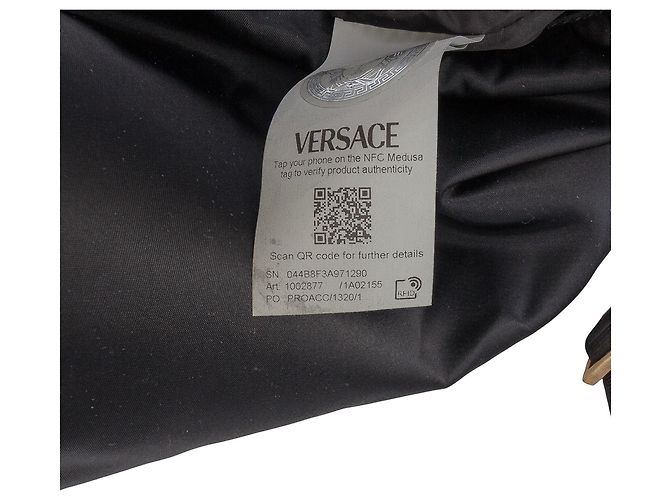 Borsa a tracolla in nylon nero Versace Tribute La Medusa Chain - vista 6