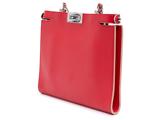Fendi Rote Leder Peekaboo Clutch Crossbody - Ansicht 2