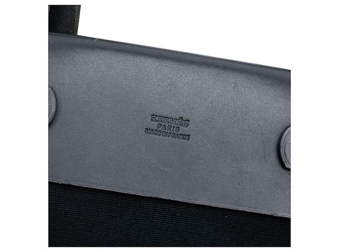 Herbag Cabas MM in tela nera e pelle Vache Hunter di Hermès Nero - vista 6