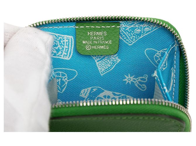 Monedero Hermès de seda Epsom verde Azap Azul claro - vista 5