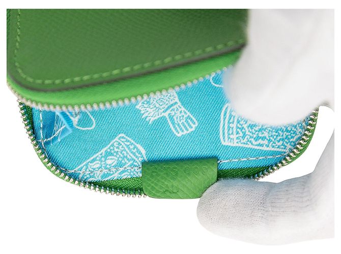 Monedero Hermès de seda Epsom verde Azap Azul claro - vista 6