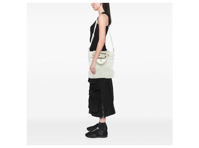 Borsa tote convertibile Hillgate in pelle trapuntata bianca di Burberry Bianco - vista 7