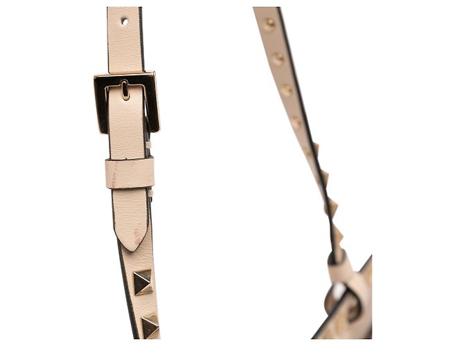Borsa a spalla in pelle beige Rockstud di Valentino - vista 10