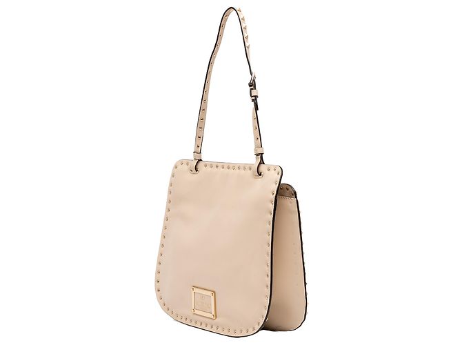 Borsa a spalla in pelle beige Rockstud di Valentino - vista 2