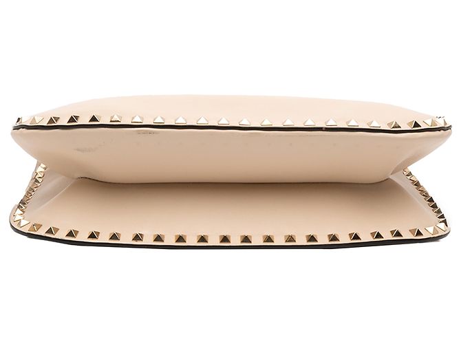 Borsa a spalla in pelle beige Rockstud di Valentino - vista 3