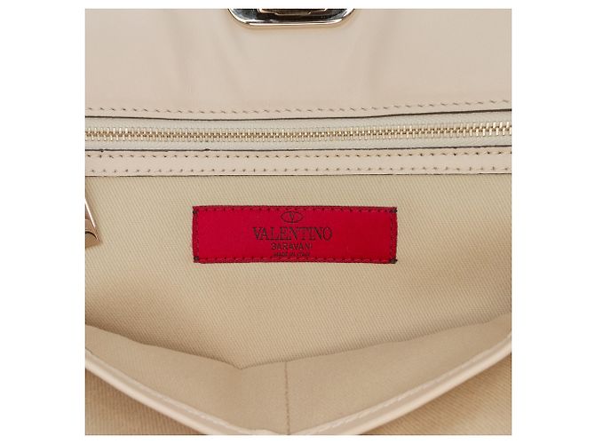 Borsa a spalla in pelle beige Rockstud di Valentino - vista 5