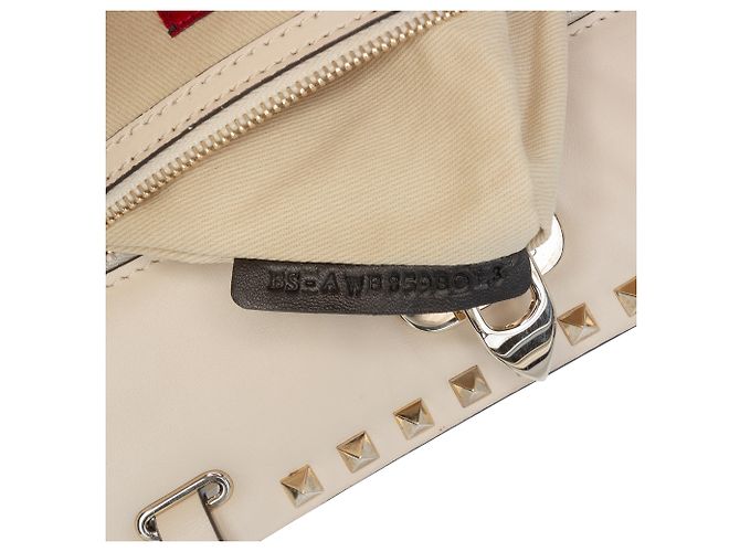 Borsa a spalla in pelle beige Rockstud di Valentino - vista 6