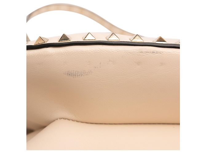 Borsa a spalla in pelle beige Rockstud di Valentino - vista 7