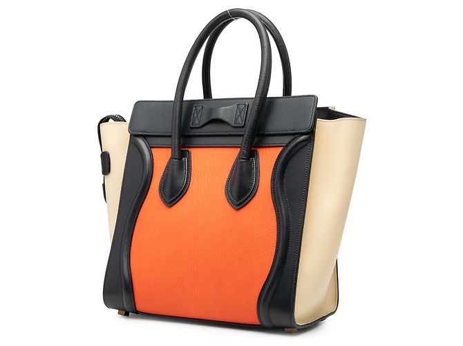 Luggage Céline Celine Arancione Micro Tricolor Borsa da Viaggio in Pelle - vista 2