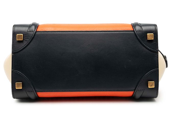 Luggage Céline Celine Arancione Micro Tricolor Borsa da Viaggio in Pelle - vista 3