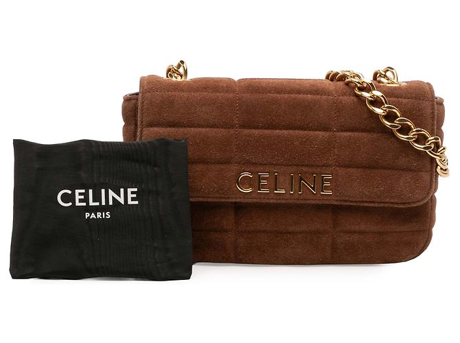 Céline Borsa a spalla monocromatica in suede marrone Celine - vista 12
