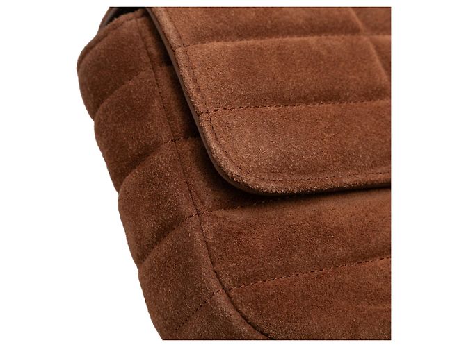 Céline Borsa a spalla monocromatica in suede marrone Celine - vista 7
