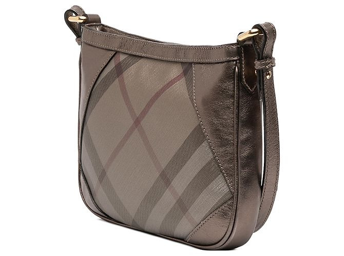 Borsa a tracolla in tela a quadri Supernova marrone e pelle metallica Burberry Bronzo - vista 2