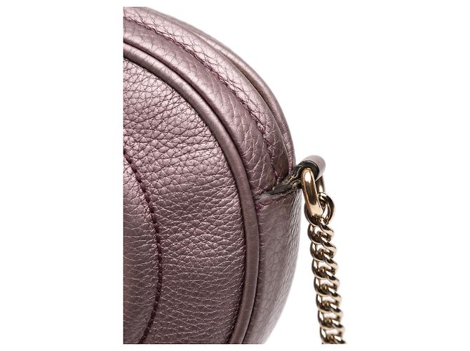 Gucci Mini in Pelle Metallica Rosa a Granulato Soho con Catena a Spalla - vista 8