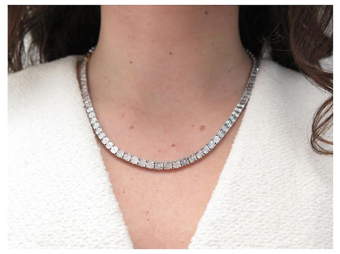 NUOVO COLLANA MAUBOUSSIN UNA CENA A CABOURG IN ARGENTO 925 ORO 18K DIAMANTI - vista 7