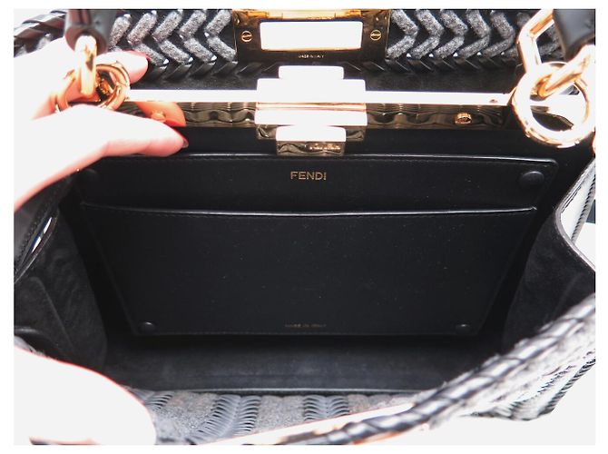 NEUE FENDI PEEKABOO ISSEU MEDIUM 8BN321 GEWEBTE LEDERHANDTASCHE MIT GURT - Ansicht 10