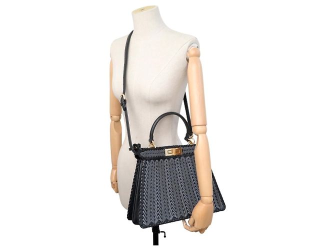 NEUE FENDI PEEKABOO ISSEU MEDIUM 8BN321 GEWEBTE LEDERHANDTASCHE MIT GURT - Ansicht 7