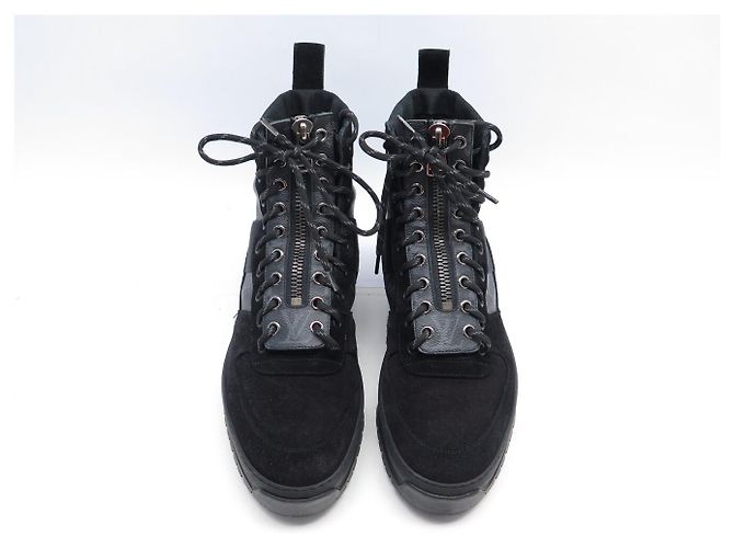 STIVALI ALLA CAVIGLIA LOUIS VUITTON HARLEM MONOGRAM ECLIPSE 6.5 41.5 FR Nero - vista 6