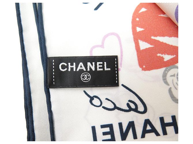 NEUER CHANEL LOVE COCO LOGO CC CAMELIA 90 SEIDENTWILL SCHAL Mehrfarben - Ansicht 8