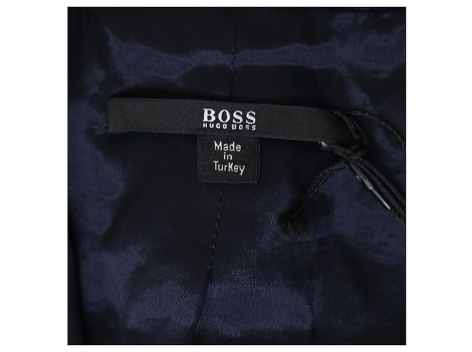 Hugo Boss Boss Single-Breasted Blazer with Pockets in Navy Blue Wool - view 4
