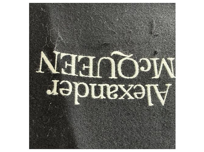 Sciarpa in lino nero e bianco con ricamo del logo Alexander McQueen Crudo - vista 4
