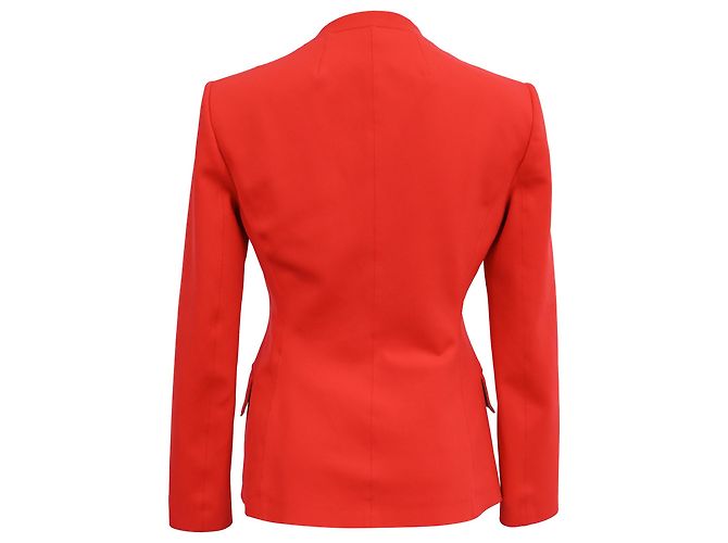 Theory Hidden-Buttoned Blazer with Pockets in Red Wool - view 3