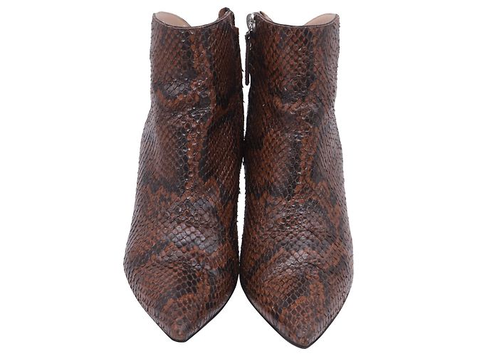Giuseppe Zanotti Maskenada Brunette Snakeskin Ankle Boots in Brown Leather - view 2