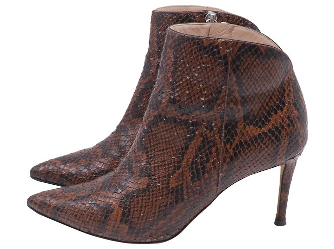Giuseppe Zanotti Maskenada Brunette Snakeskin Ankle Boots in Brown Leather - view 4