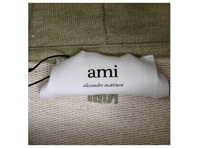 Kleine A Herz Popover Hoodie aus grüner Baumwolle AMI Paris Olivgrün - Ansicht 4