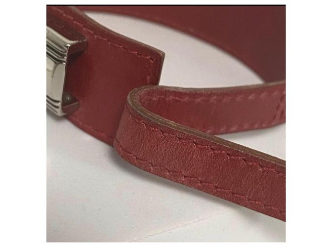 Bracciale Hermès in pelle rossa Rosso - vista 10