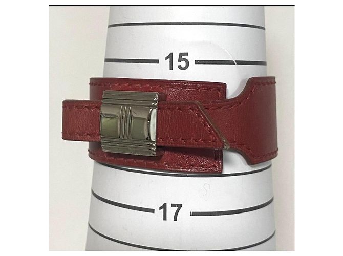 Bracciale Hermès in pelle rossa Rosso - vista 13