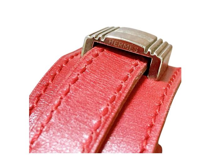 Bracciale Hermès in pelle rossa Rosso - vista 14