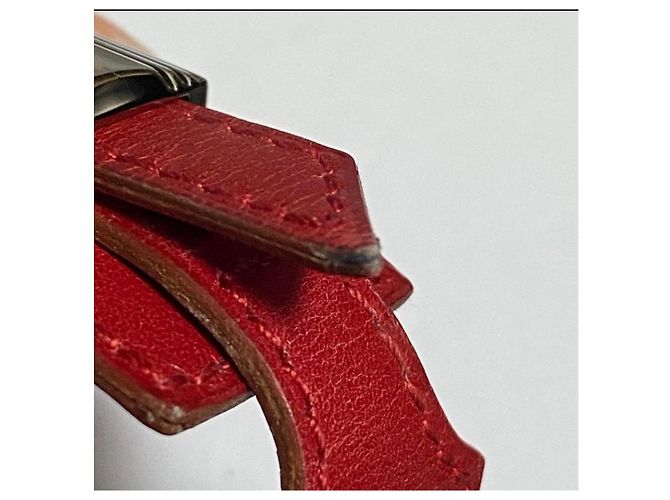 Bracciale Hermès in pelle rossa Rosso - vista 17