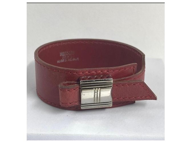 Bracciale Hermès in pelle rossa Rosso - vista 3