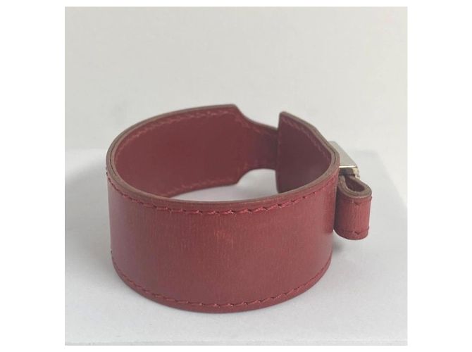 Bracciale Hermès in pelle rossa Rosso - vista 4