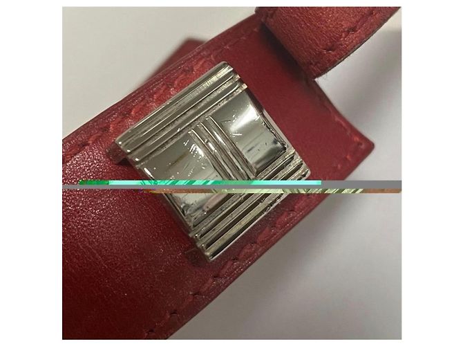 Bracciale Hermès in pelle rossa Rosso - vista 9