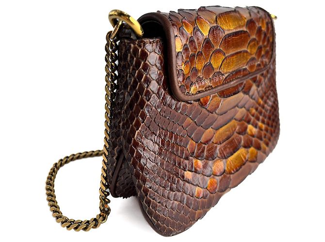 Gucci Blondie Mini Bolsa de Couro Exótico com Aba Bege x Marrom - vista 10