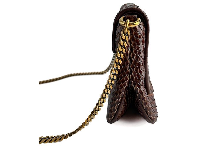 Gucci Blondie Mini Bolsa de Couro Exótico com Aba Bege x Marrom - vista 7