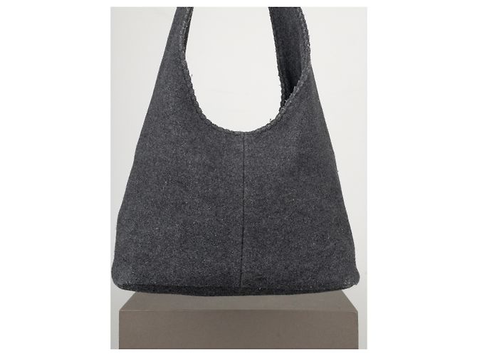 Borsa hobo a spalla in feltro con fiocco Miu Miu AW99 Grigio - vista 6