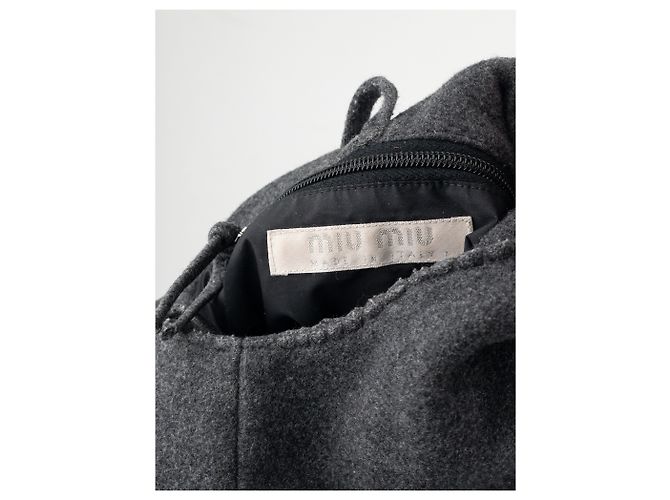 Borsa hobo a spalla in feltro con fiocco Miu Miu AW99 Grigio - vista 9