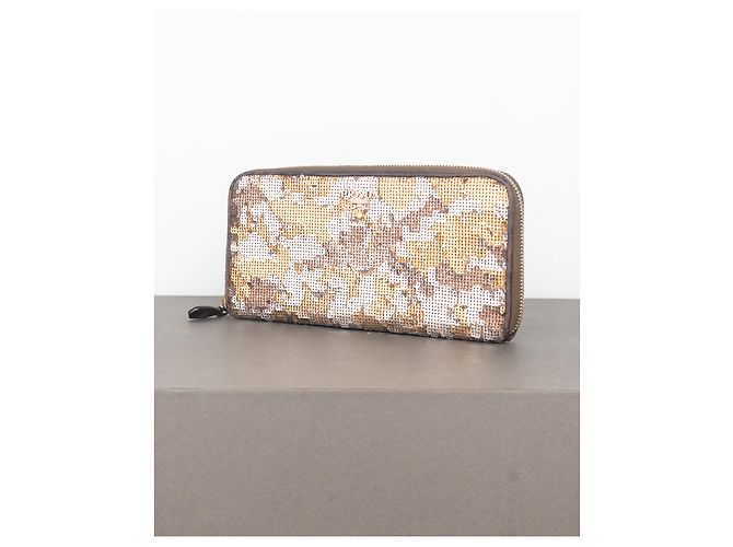 Portafoglio con zip camouflage in paillettes Prada degli anni 2010 D'oro - vista 2