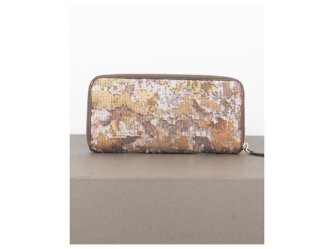 Portafoglio con zip camouflage in paillettes Prada degli anni 2010 D'oro - vista 3