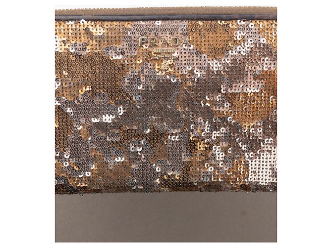 Portafoglio con zip camouflage in paillettes Prada degli anni 2010 D'oro - vista 5